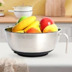 stainless steel mixing bowl with handle and suction cup