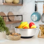stainless steel mixing bowl with handle and suction cup