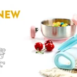 Mrs. Chou® Suction Bowl and Spoon Set for Babies and Toddlers w/Non-Slip Silicone Suction Cups, Advanced 304 Stainless Steel Bowls, Double-Layer Insulated w/BPA-Free Lids Food-Grade Safety Blue