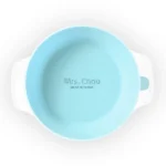 Mrs. Chou® Suction Bowl and Spoon Set for Babies and Toddlers w/Non-Slip Silicone Suction Cups, Advanced ceramic Bowls, Double-Layer Insulated w/BPA-Free Lids Food-Grade Safety Blue