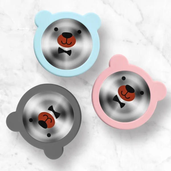 Mrs. Chou® Suction Bowl and Spoon Set for Babies and Toddlers w/Non-Slip Silicone Suction Cups, Advanced 304 Stainless Steel Bowls, Double-Layer Insulated w/BPA-Free Lids Food-Grade Safety Blue