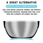 Mrs. Chou® Suction Bowl and Spoon Set for Babies and Toddlers w/Non-Slip Silicone Suction Cups, Advanced 304 Stainless Steel Bowls, Double-Layer Insulated w/BPA-Free Lids Food-Grade Safety Blue