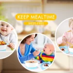 Mrs. Chou® Suction Bowl and Spoon Set for Babies and Toddlers w/Non-Slip Silicone Suction Cups, Advanced ceramic Bowls, Double-Layer Insulated w/BPA-Free Lids Food-Grade Safety Blue