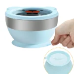Mrs. Chou™ Suction Bowl and Spoon Set for Babies and Toddlers, Non-Slip Silicone Suction Cups, Advanced 304 Stainless Steel Bowls, Double-Layer Insulation, BPA-Free Lids, 350.0 grams,