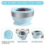 Mrs. Chou™ Suction Bowl and Spoon Set for Babies and Toddlers, Non-Slip Silicone Suction Cups, Advanced 304 Stainless Steel Bowls, Double-Layer Insulation, BPA-Free Lids, 350.0 grams,
