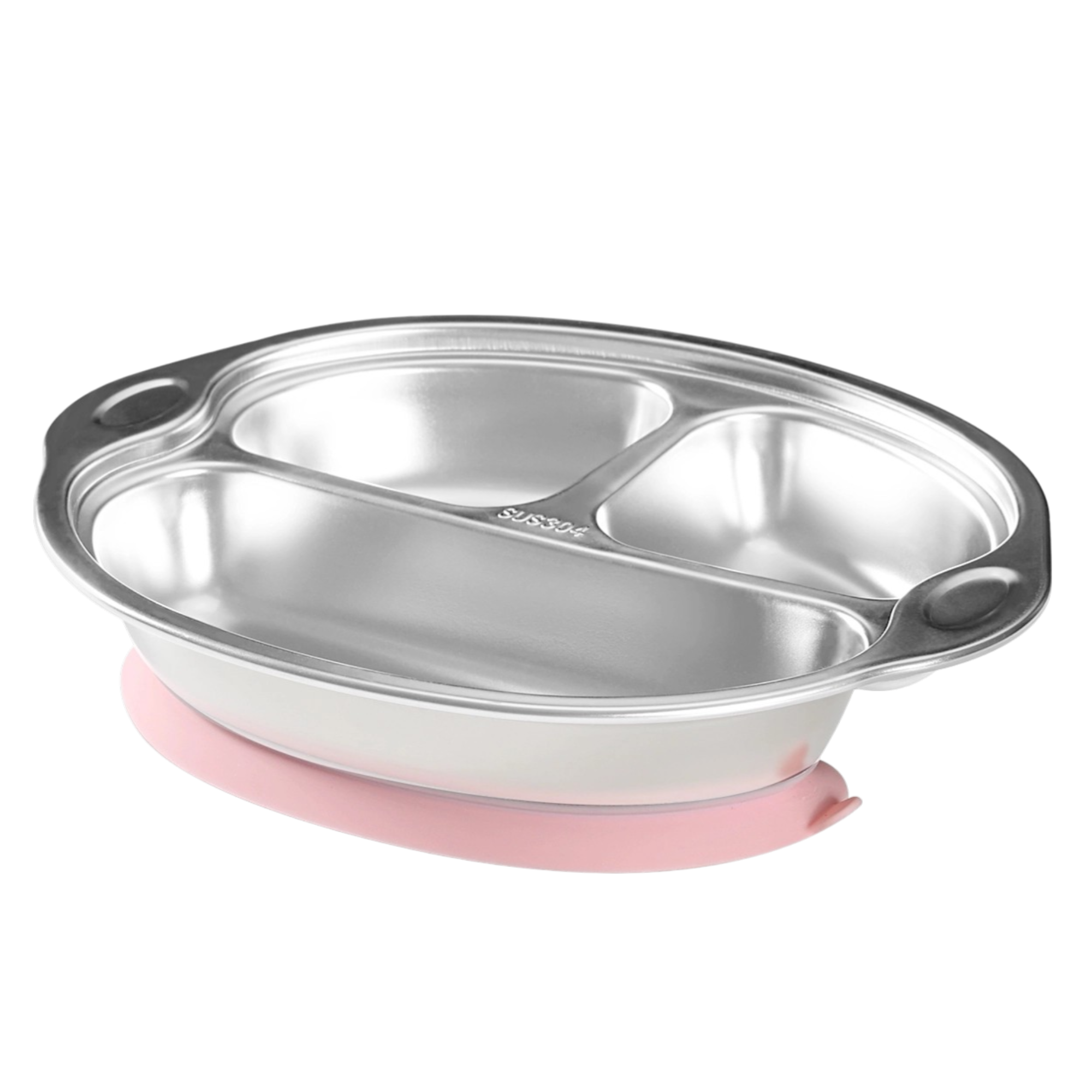 Mrs. Chou® BPA-Free 100% Food-Grade Stainless Steel Baby Plates with Suction Divided Designed for Babies and Toddlers, Ideal for Kids Infant Baby-Led Weaning Toddler Feeding Supplies Dishwasher Safe