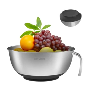stainless steel mixing bowl with handle and suction cup
