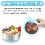 Mrs. Chou® Suction Bowl and Spoon Set for Babies and Toddlers w/Non-Slip Silicone Suction Cups, Advanced 304 Stainless Steel Bowls, Double-Layer Insulated w/BPA-Free Lids Food-Grade Safety Blue