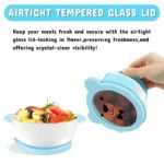 Mrs. Chou® Suction Bowl and Spoon Set for Babies and Toddlers w/Non-Slip Silicone Suction Cups, Advanced 304 Stainless Steel Bowls, Double-Layer Insulated w/BPA-Free Lids Food-Grade Safety Blue