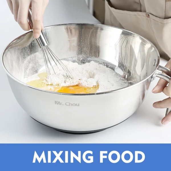 stainless steel mixing bowl with handle and suction cup