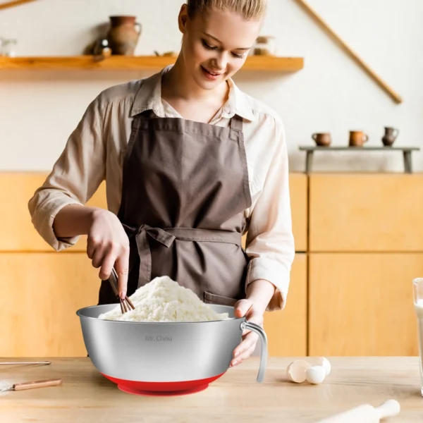 stainless steel mixing bowl with handle and suction cup