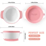 Mrs. Chou® Suction Bowl and Spoon Set for Babies and Toddlers w/Non-Slip Silicone Suction Cups, Advanced ceramic Bowls, Double-Layer Insulated w/BPA-Free Lids Food-Grade Safety Blue