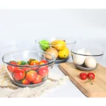 Mrs. Chou Glass Mixing Bowls Set of 3 with BPA-Free Airtight Lids, Large Nesting Bowls with Non-Slip Silicone Base, Ideal for Food Storage, Dishwasher & Microwave Safe, 2, 1, 0.5 QT Purple Blue Red