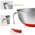 stainless steel mixing bowl with handle and suction cup