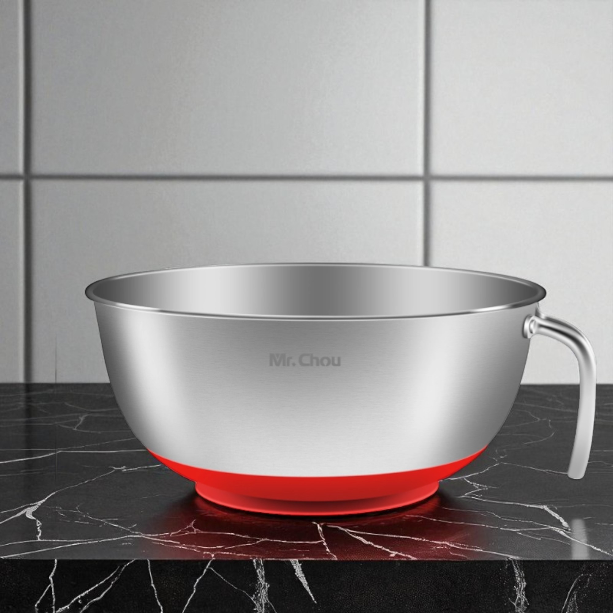 stainless steel mixing bowl with handle and suction cup