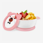 Mrs. Chou™ Suction Bowl and Spoon Set for Babies and Toddlers, Non-Slip Silicone Suction Cups, Advanced ceramic Bowls, Double-Layer Insulation, BPA-Free Lids, 350.0 grams,