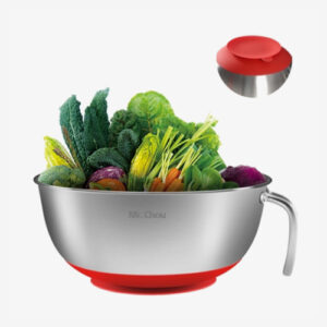 stainless steel mixing bowl with handle and suction cup